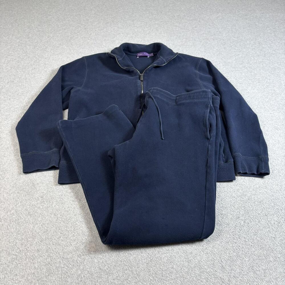 Ralph Lauren Purple Label Sweatsuit Set Women Large Pants XL Jacket Blue READ